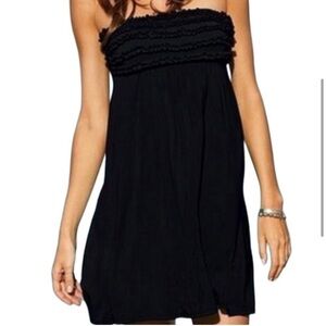 Victoria's Secret Ruffled Size L Strapless Black Cover Up